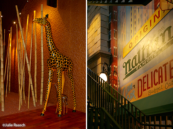 giraffa and signs